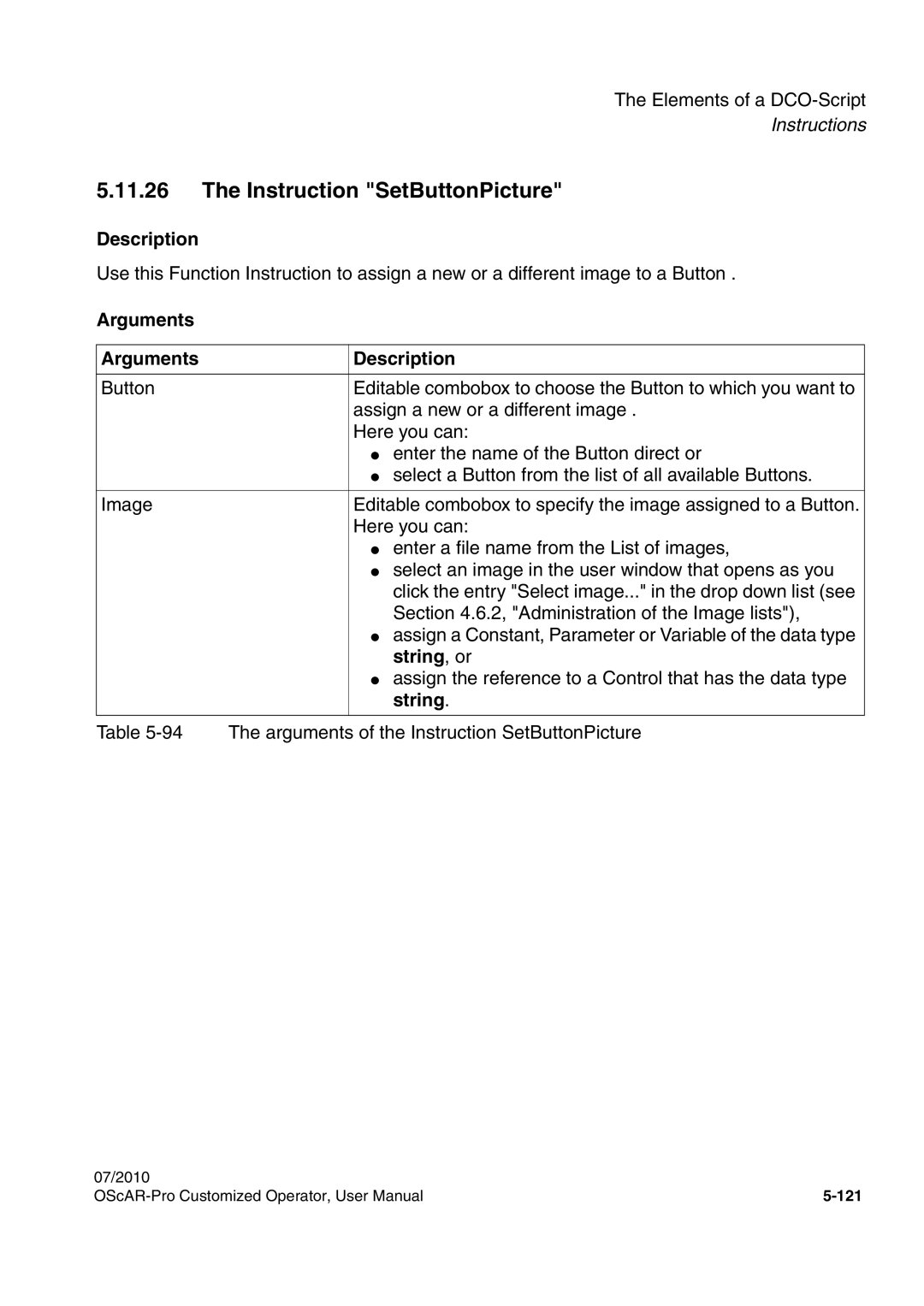 Siemens A31003-51730-U103-7619 user manual Instruction SetButtonPicture, String , or 