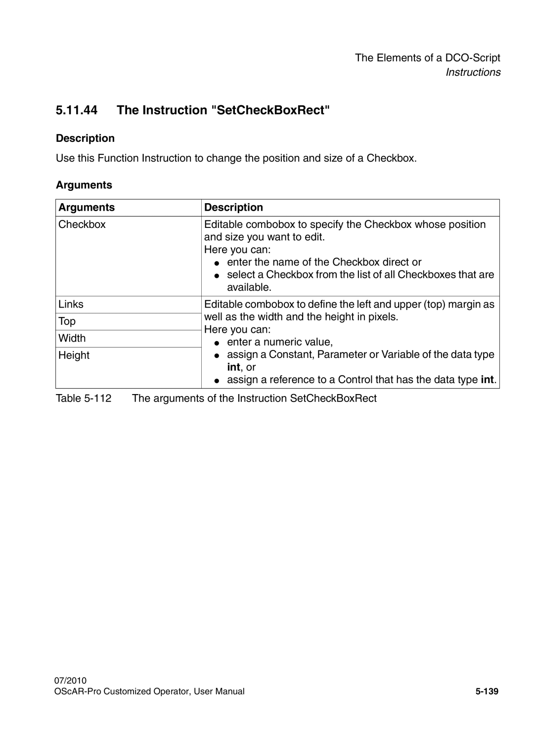 Siemens A31003-51730-U103-7619 user manual Instruction SetCheckBoxRect 