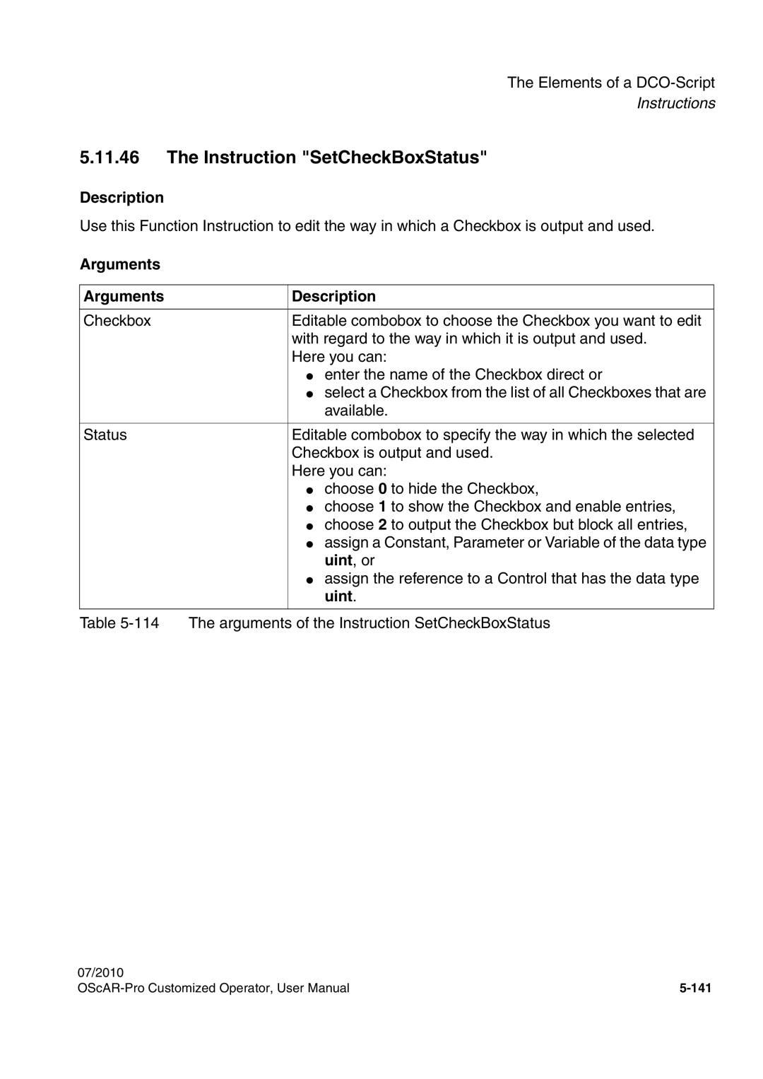 Siemens A31003-51730-U103-7619 user manual Instruction SetCheckBoxStatus, Uint , or 