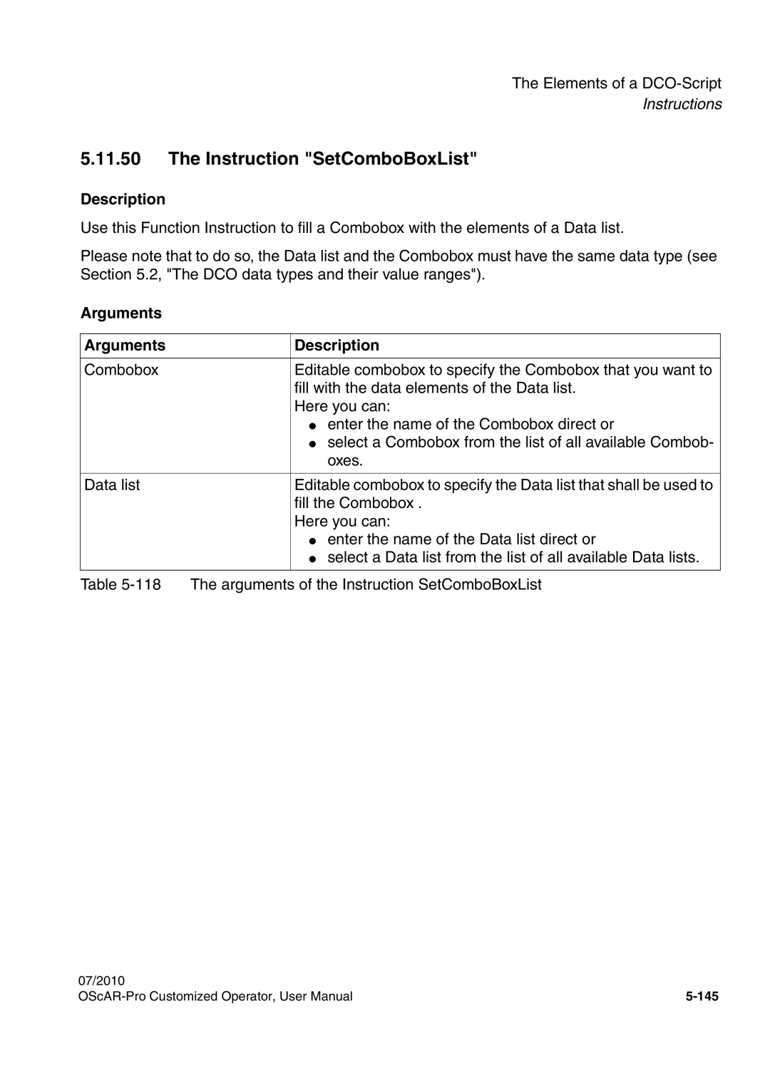 Siemens A31003-51730-U103-7619 user manual Instruction SetComboBoxList 