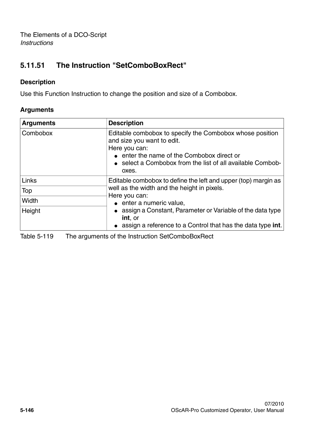 Siemens A31003-51730-U103-7619 user manual Instruction SetComboBoxRect 