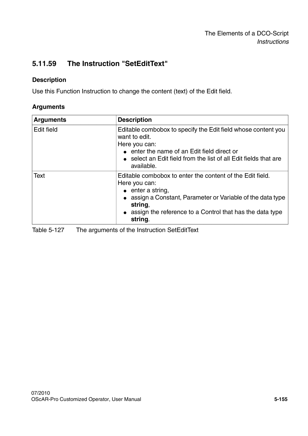 Siemens A31003-51730-U103-7619 user manual Instruction SetEditText, String 