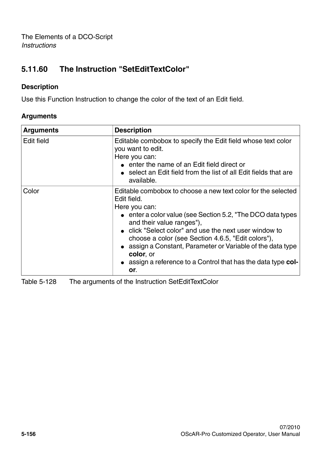 Siemens A31003-51730-U103-7619 user manual Instruction SetEditTextColor, Color, or 