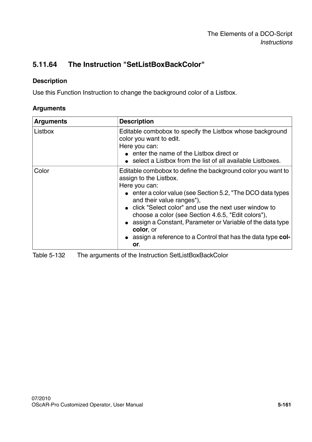 Siemens A31003-51730-U103-7619 user manual Instruction SetListBoxBackColor, Color , or 