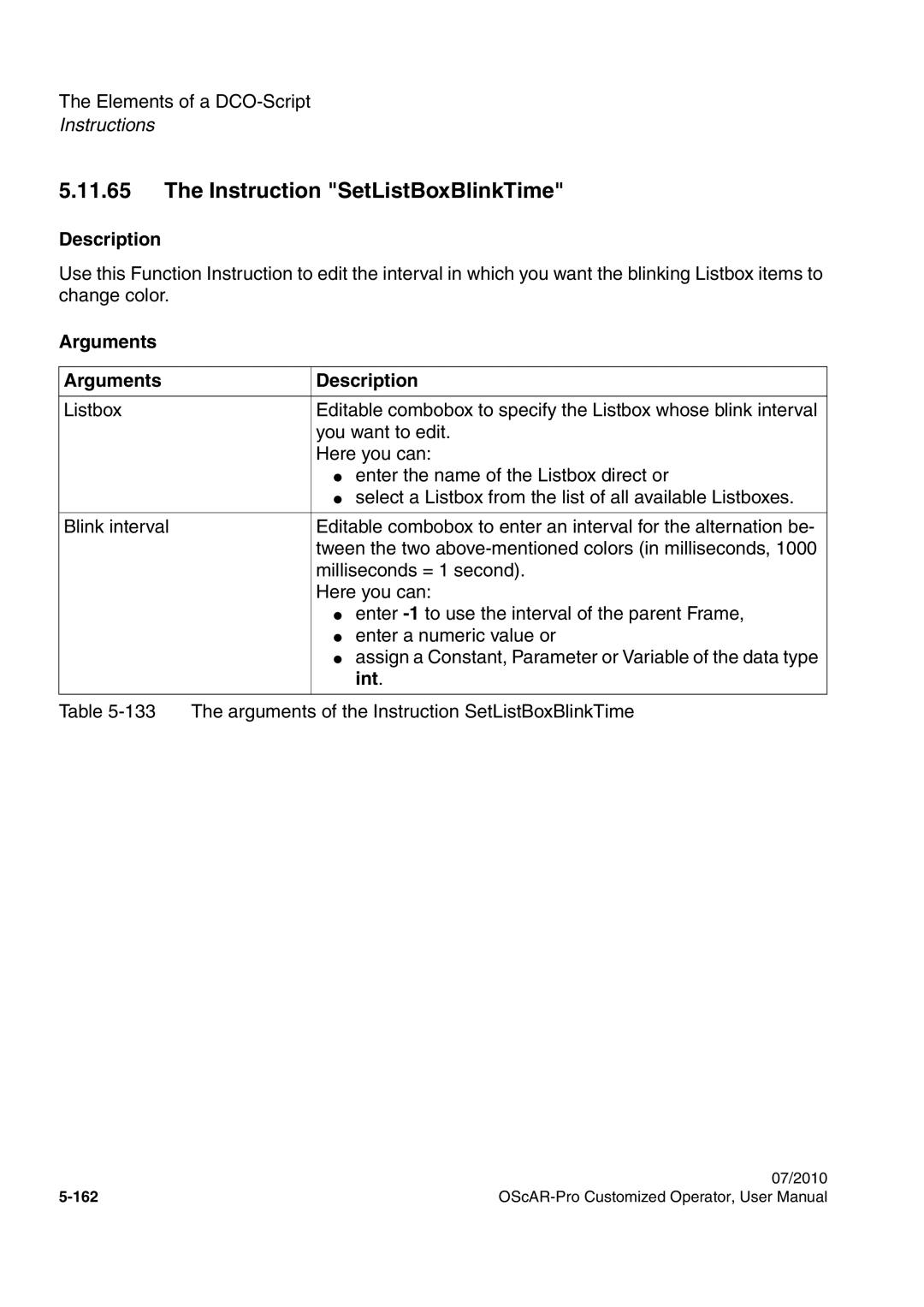 Siemens A31003-51730-U103-7619 user manual Instruction SetListBoxBlinkTime, Int 