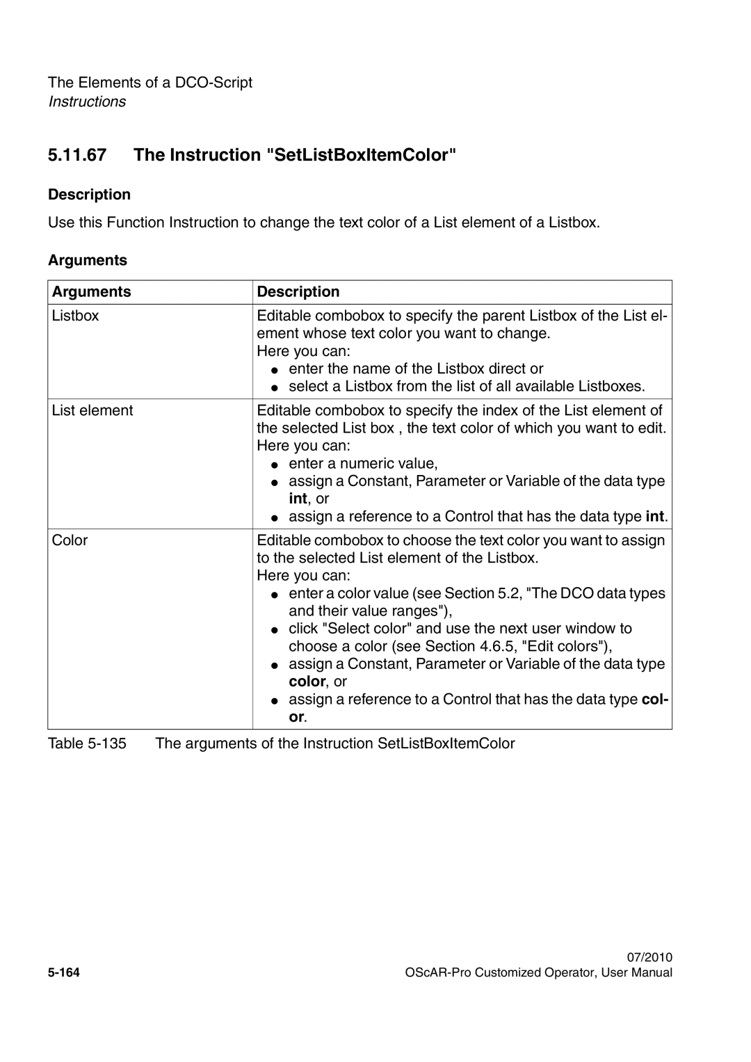 Siemens A31003-51730-U103-7619 user manual Instruction SetListBoxItemColor, Color, or 