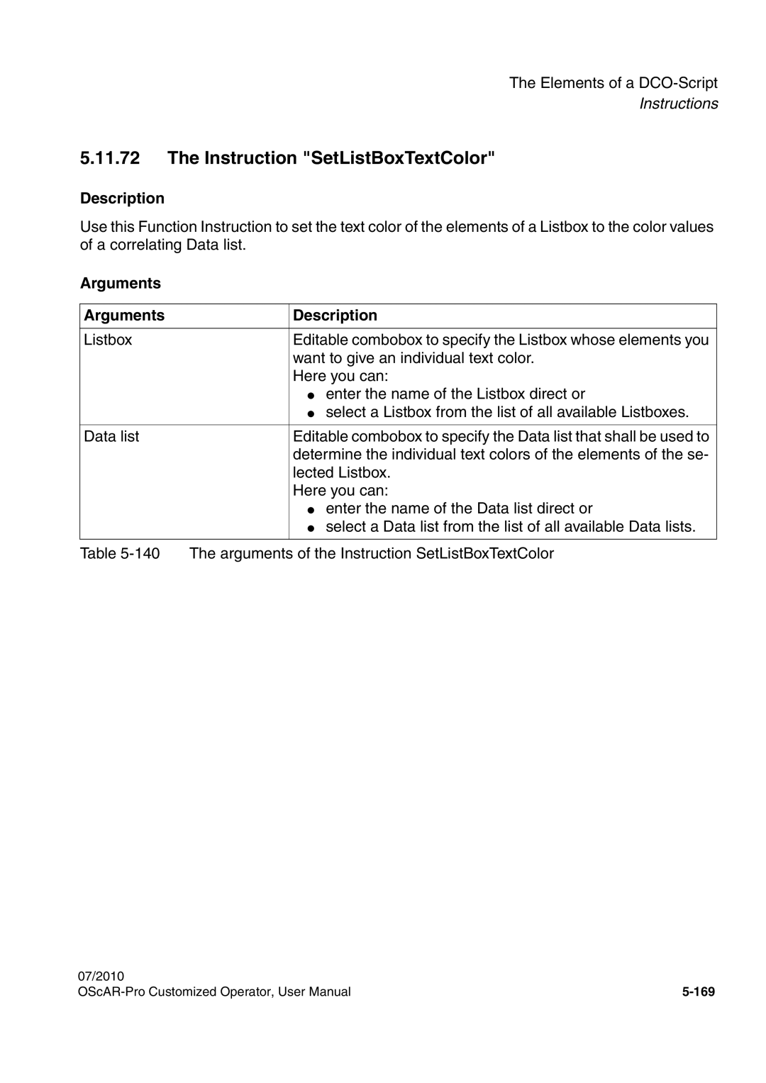 Siemens A31003-51730-U103-7619 user manual Instruction SetListBoxTextColor 