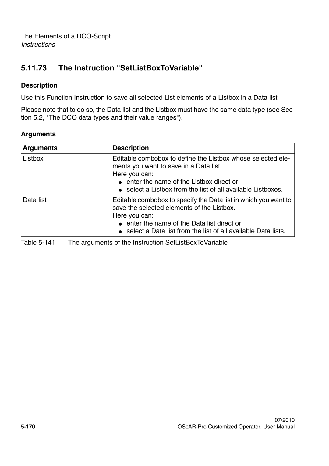 Siemens A31003-51730-U103-7619 user manual Instruction SetListBoxToVariable 