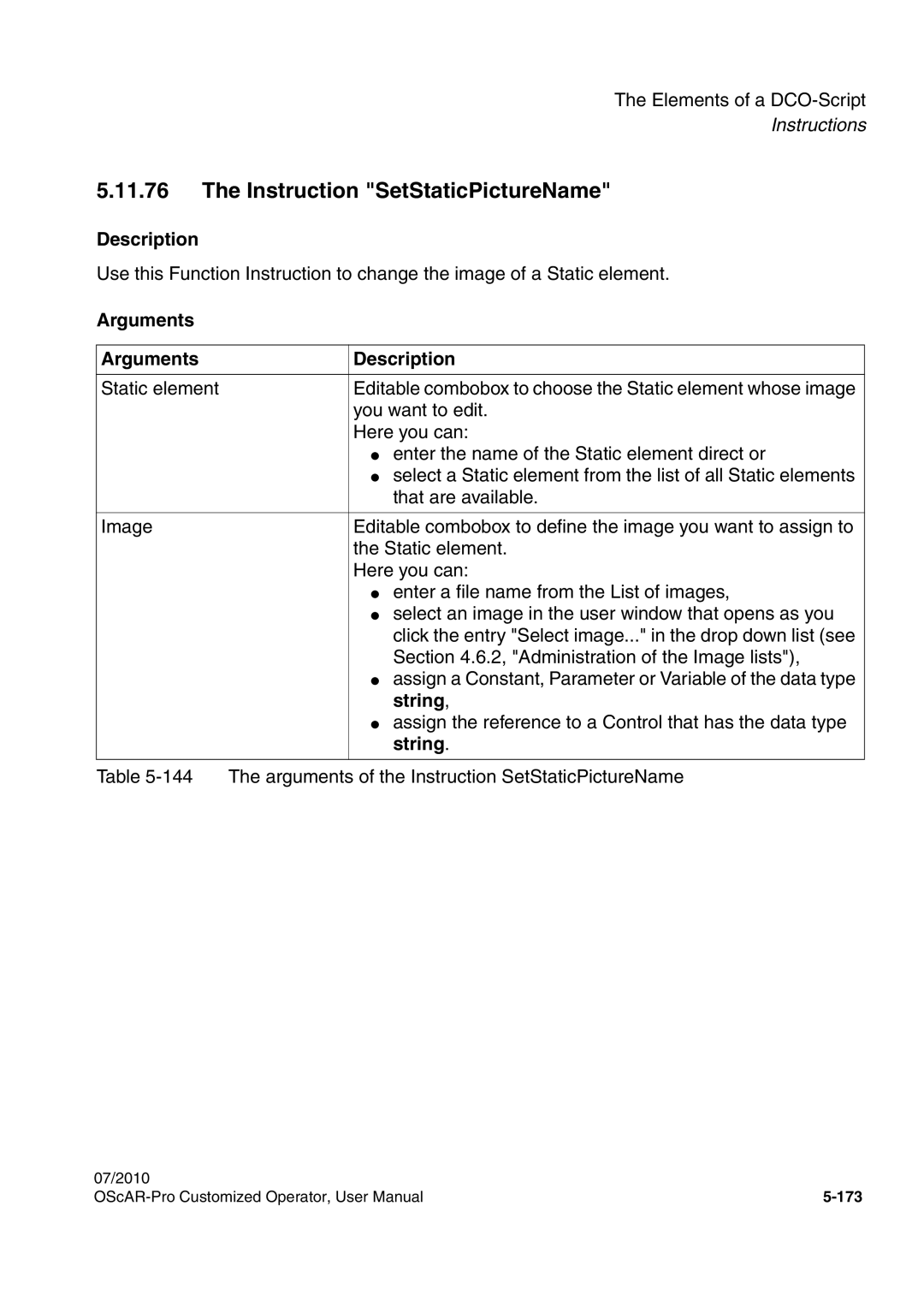 Siemens A31003-51730-U103-7619 user manual Instruction SetStaticPictureName, String 