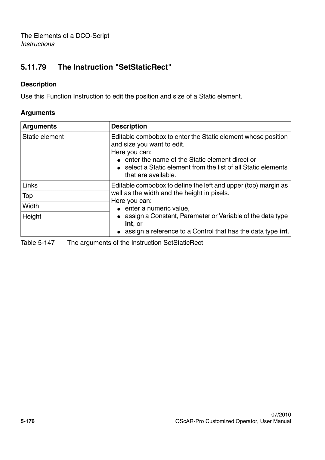 Siemens A31003-51730-U103-7619 user manual Instruction SetStaticRect 