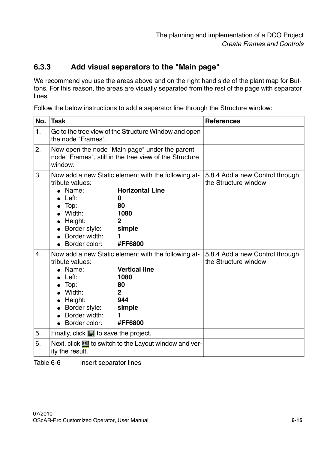 Siemens A31003-51730-U103-7619 user manual Add visual separators to the Main 