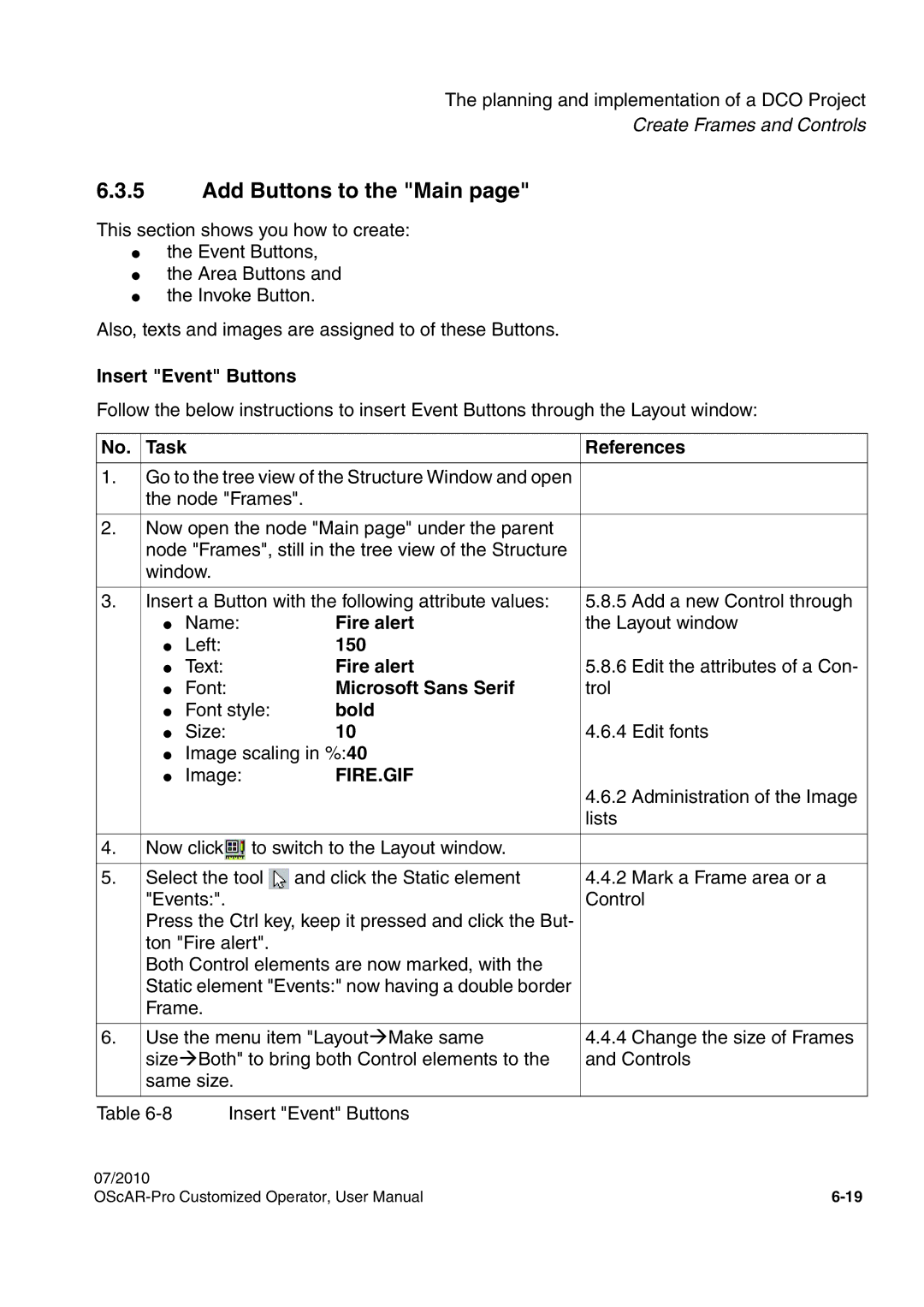 Siemens A31003-51730-U103-7619 user manual Add Buttons to the Main, Insert Event Buttons, Fire alert 