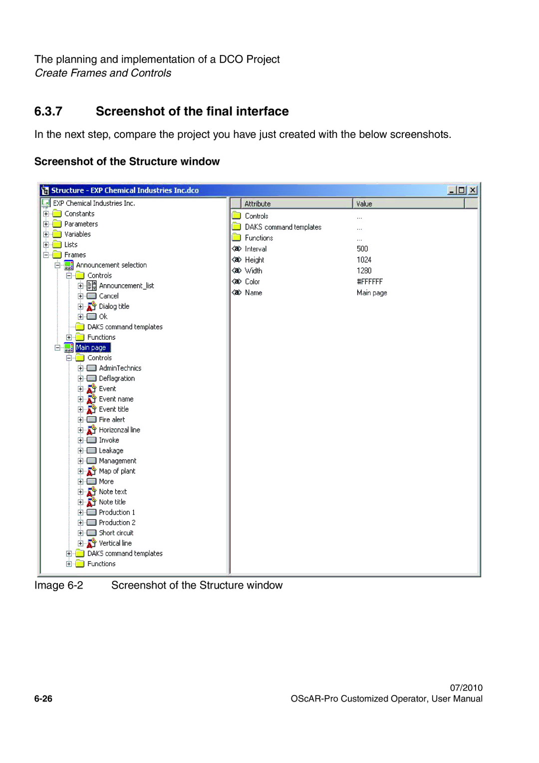 Siemens A31003-51730-U103-7619 user manual Screenshot of the final interface, Screenshot of the Structure window 