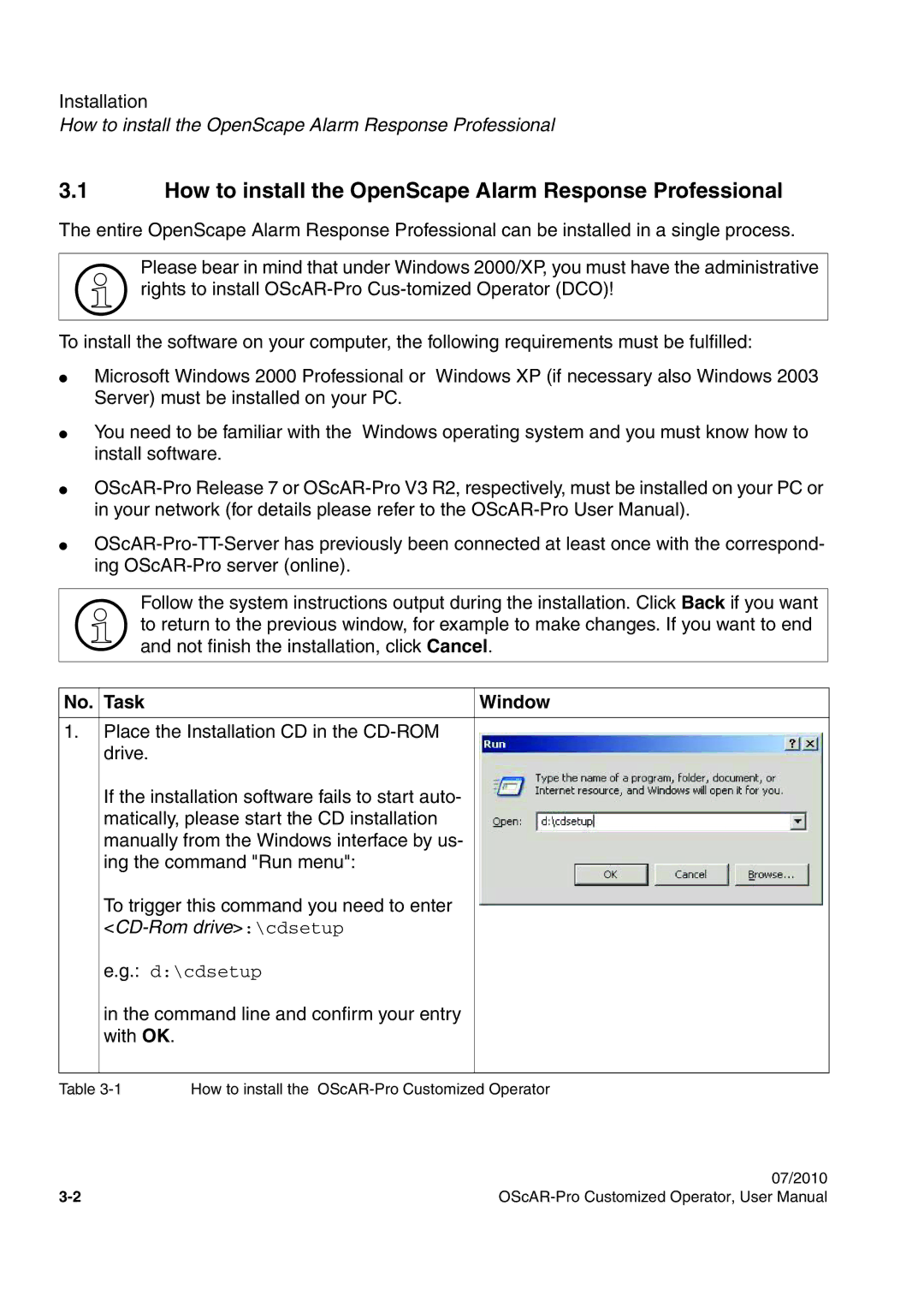 Siemens A31003-51730-U103-7619 user manual How to install the OpenScape Alarm Response Professional, Task Window 