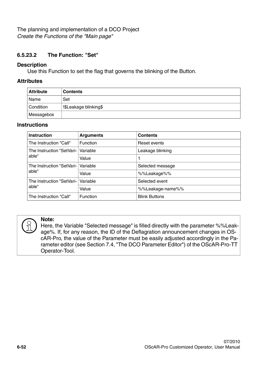 Siemens A31003-51730-U103-7619 user manual Name Set Condition $Leakage blinking$ Messagebox 