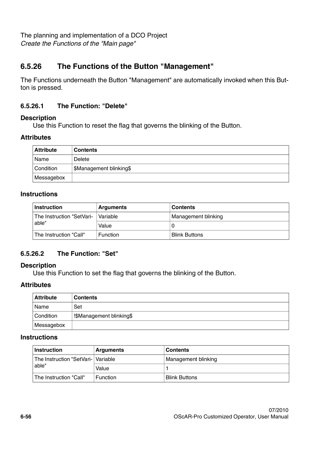 Siemens A31003-51730-U103-7619 user manual Functions of the Button Management, Function Delete Description 