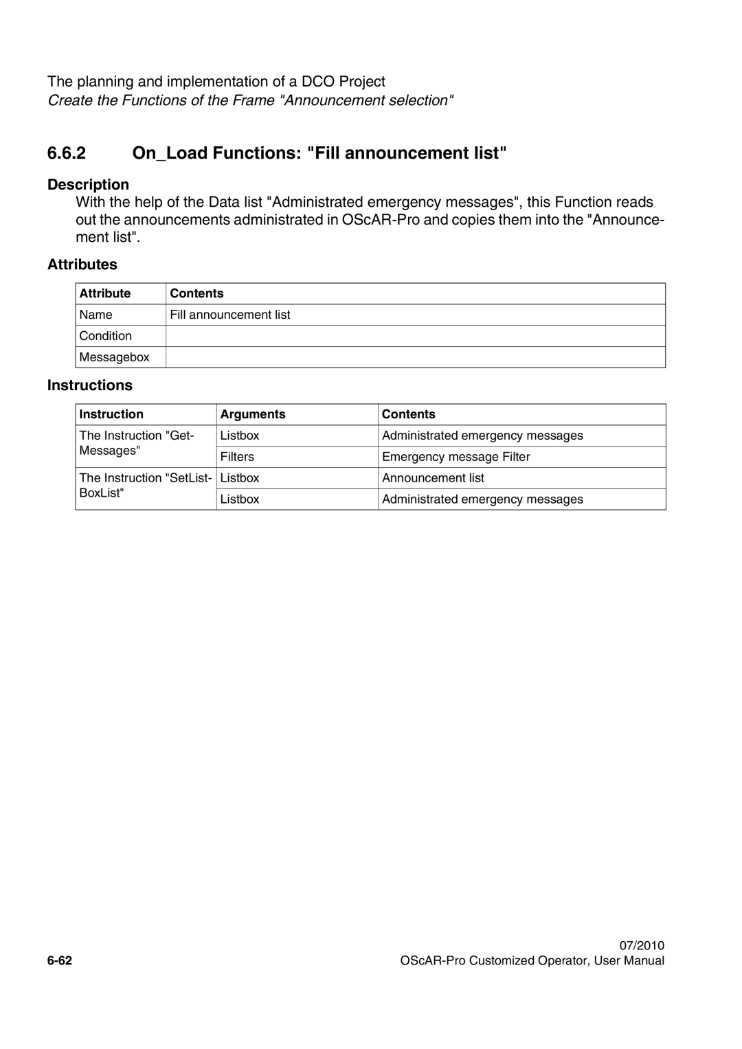 Siemens A31003-51730-U103-7619 user manual OnLoad Functions Fill announcement list 