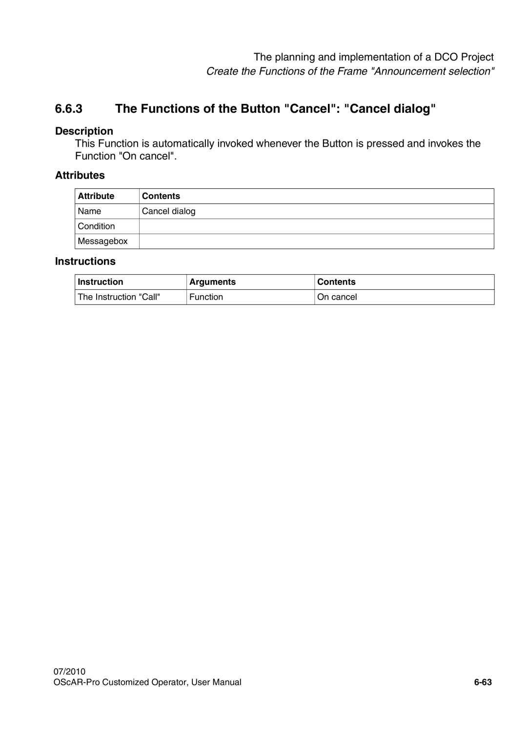 Siemens A31003-51730-U103-7619 user manual Functions of the Button Cancel Cancel dialog 