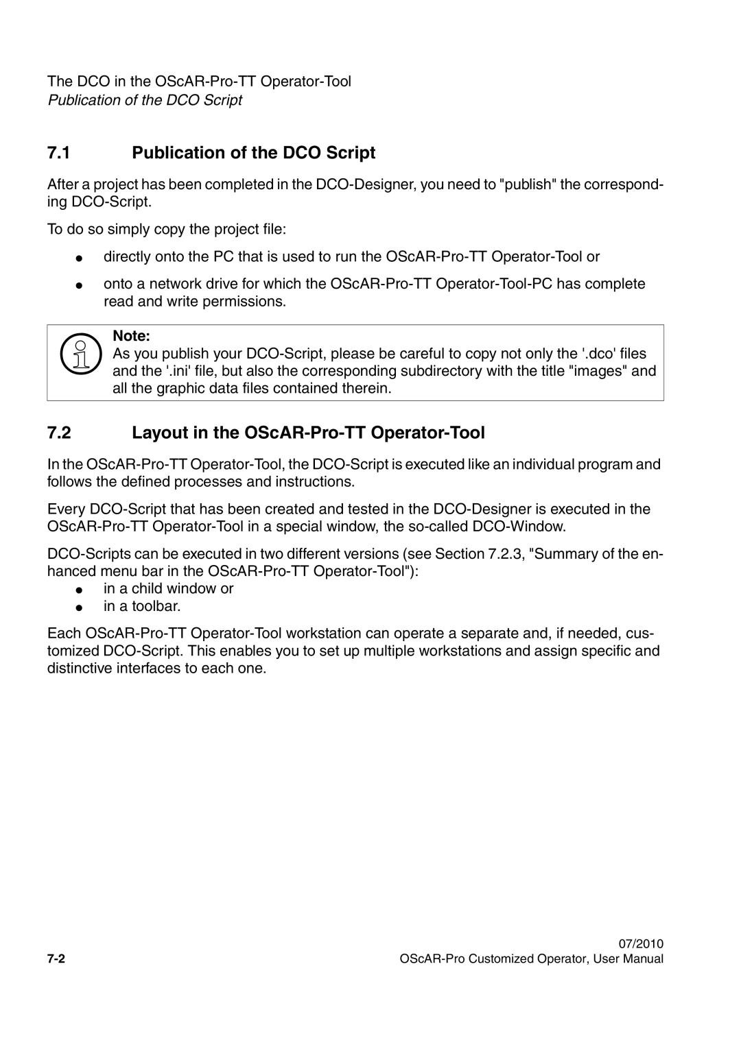 Siemens A31003-51730-U103-7619 user manual Publication of the DCO Script, Layout in the OScAR-Pro-TT Operator-ToolNote 