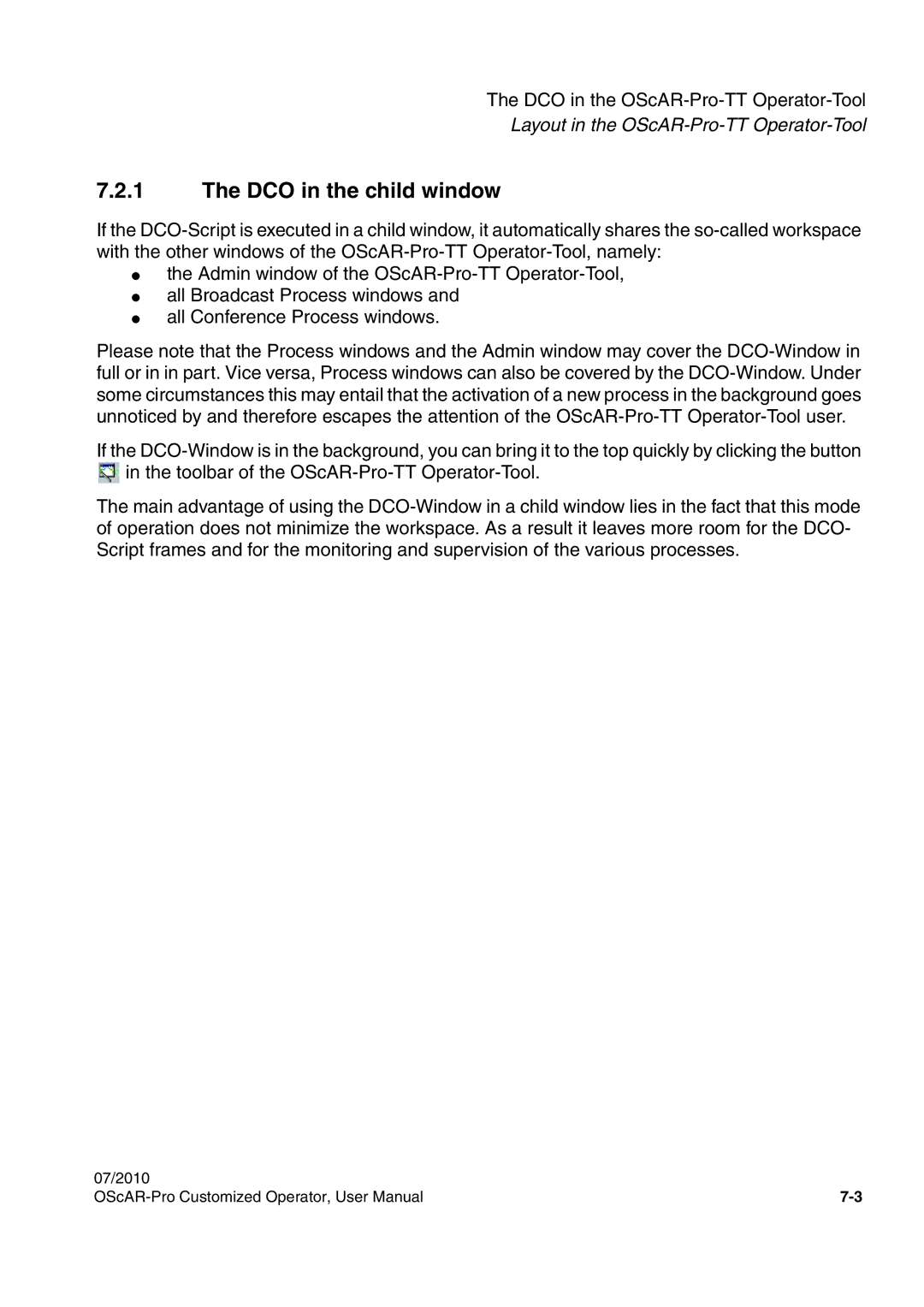 Siemens A31003-51730-U103-7619 user manual DCO in the child window 