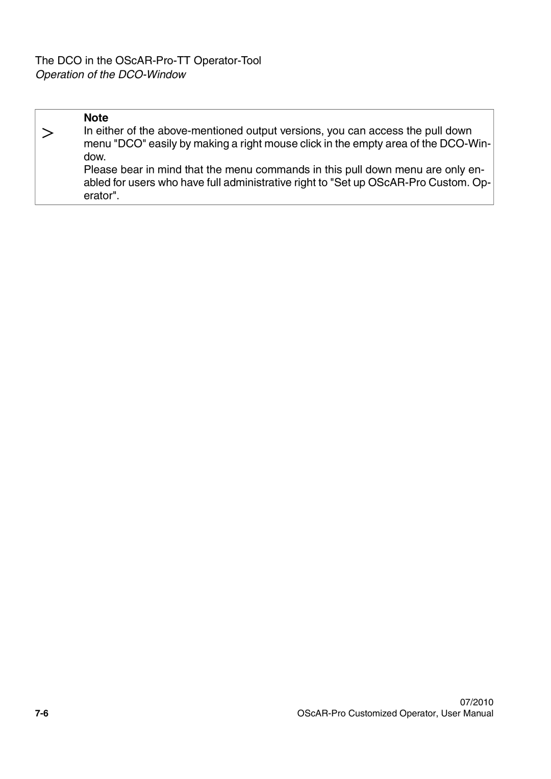 Siemens A31003-51730-U103-7619 user manual Operation of the DCO-Window 