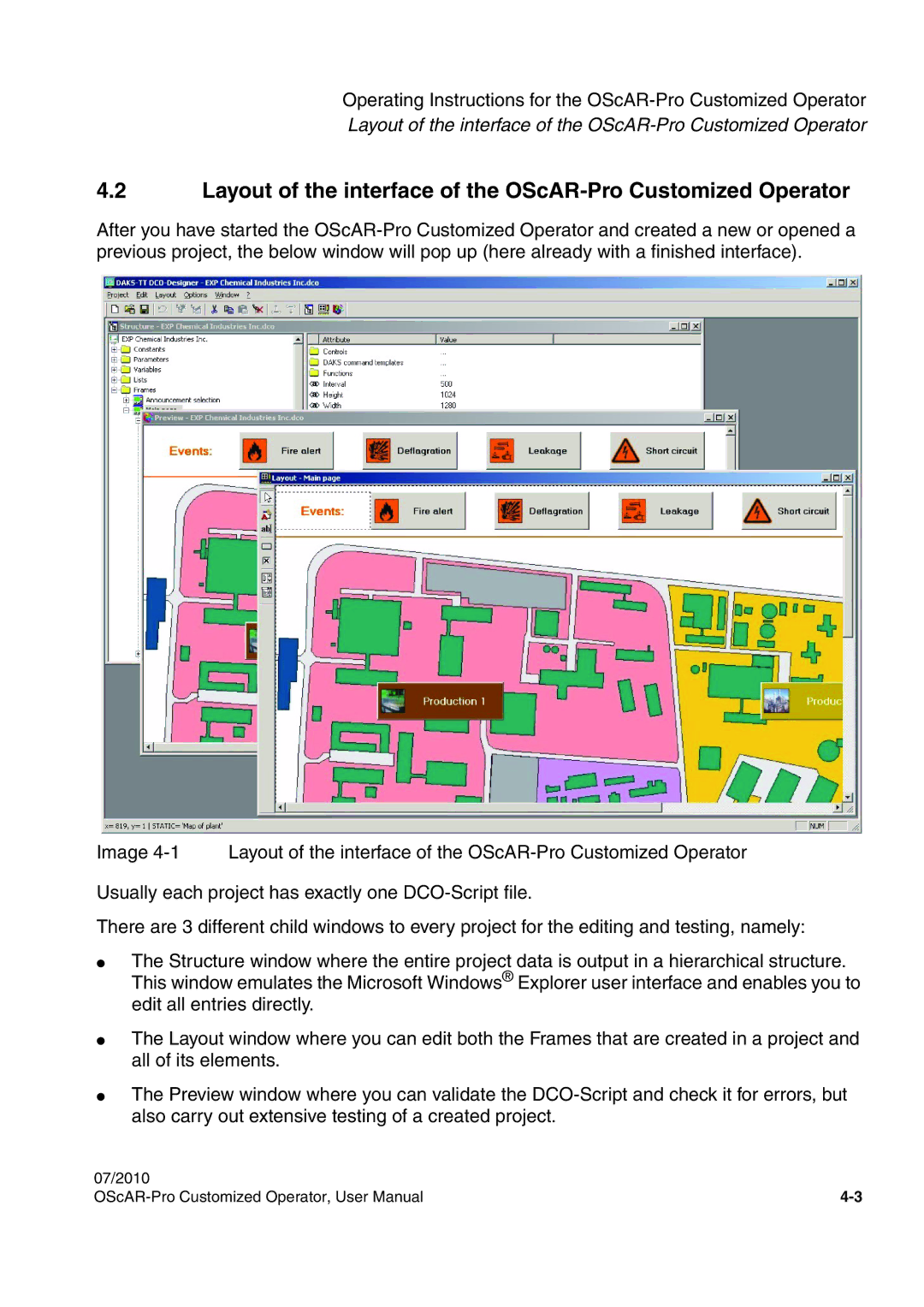 Siemens A31003-51730-U103-7619 user manual Layout of the interface of the OScAR-Pro Customized Operator 