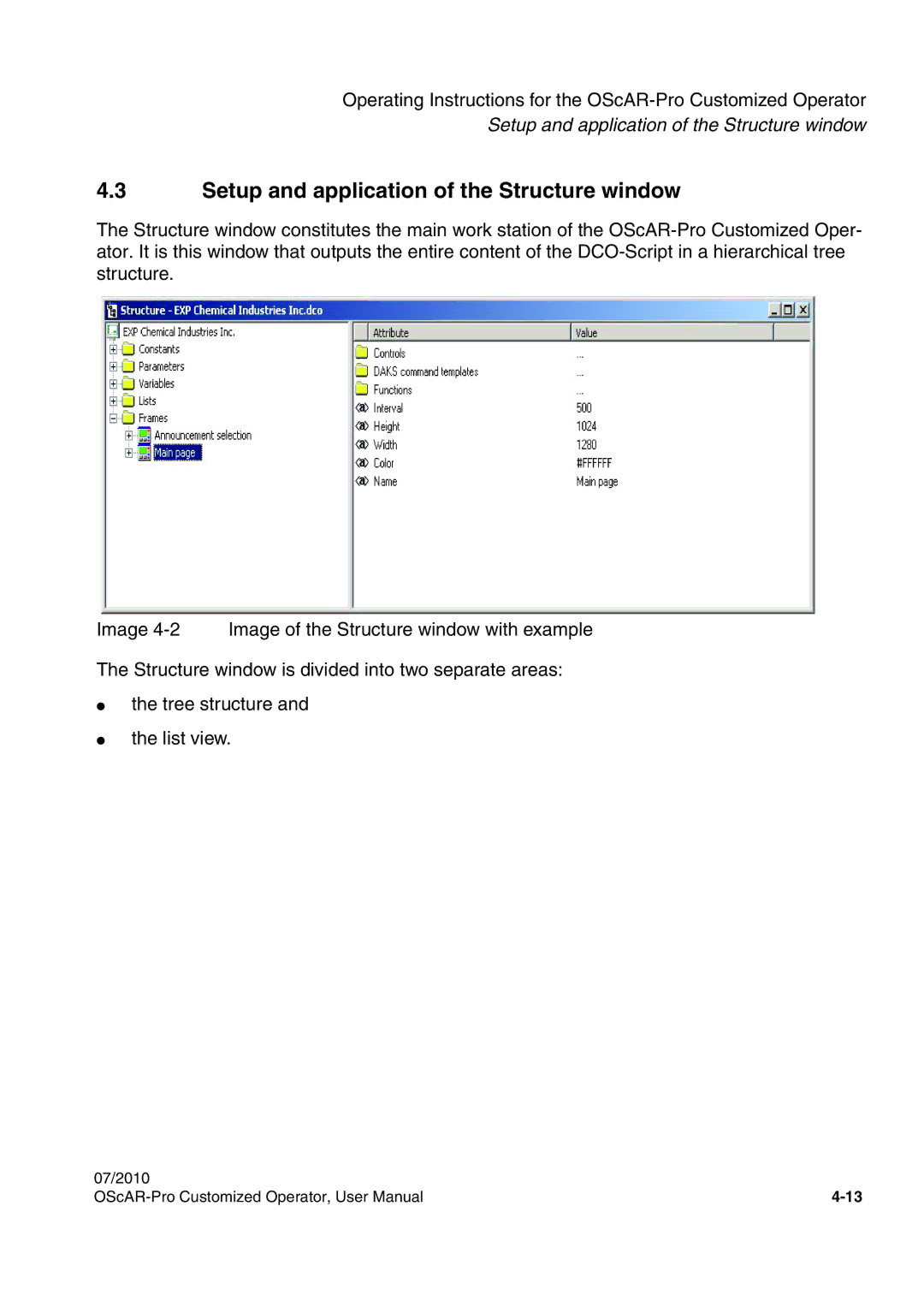 Siemens A31003-51730-U103-7619 user manual Setup and application of the Structure window 