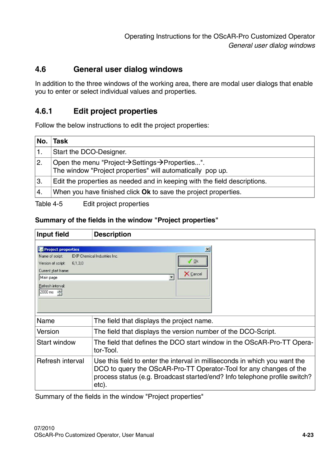 Siemens A31003-51730-U103-7619 user manual General user dialog windows, Edit project properties 