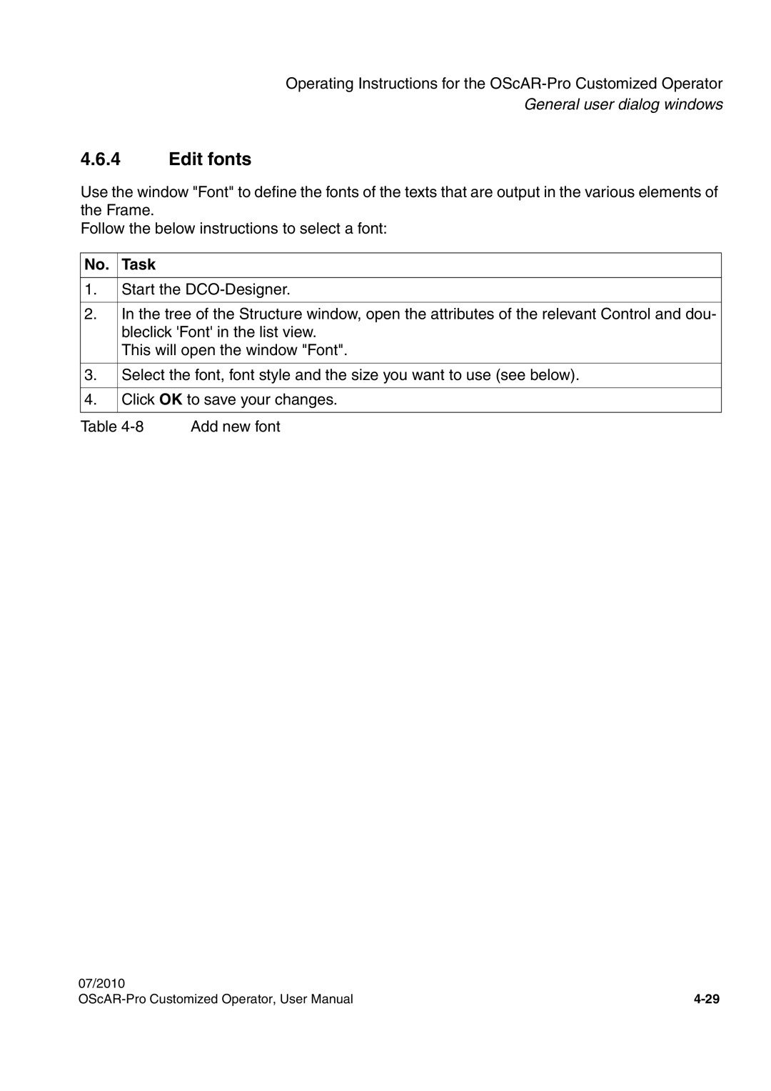 Siemens A31003-51730-U103-7619 user manual Edit fonts, No. Task 