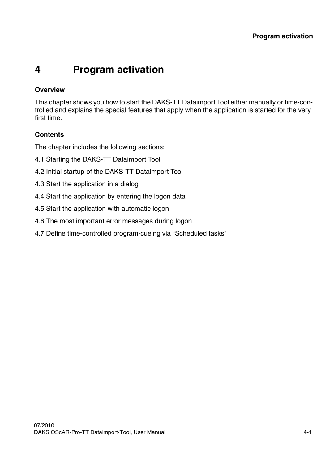 Siemens A31003-S1730-U102-1-7619 user manual Program activation 