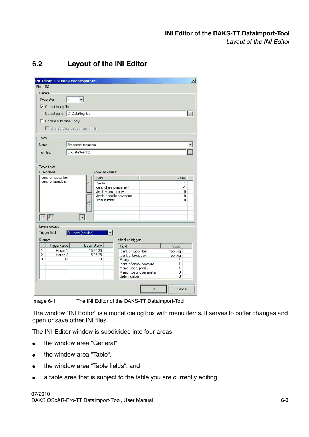 Siemens A31003-S1730-U102-1-7619 user manual Layout of the INI Editor 