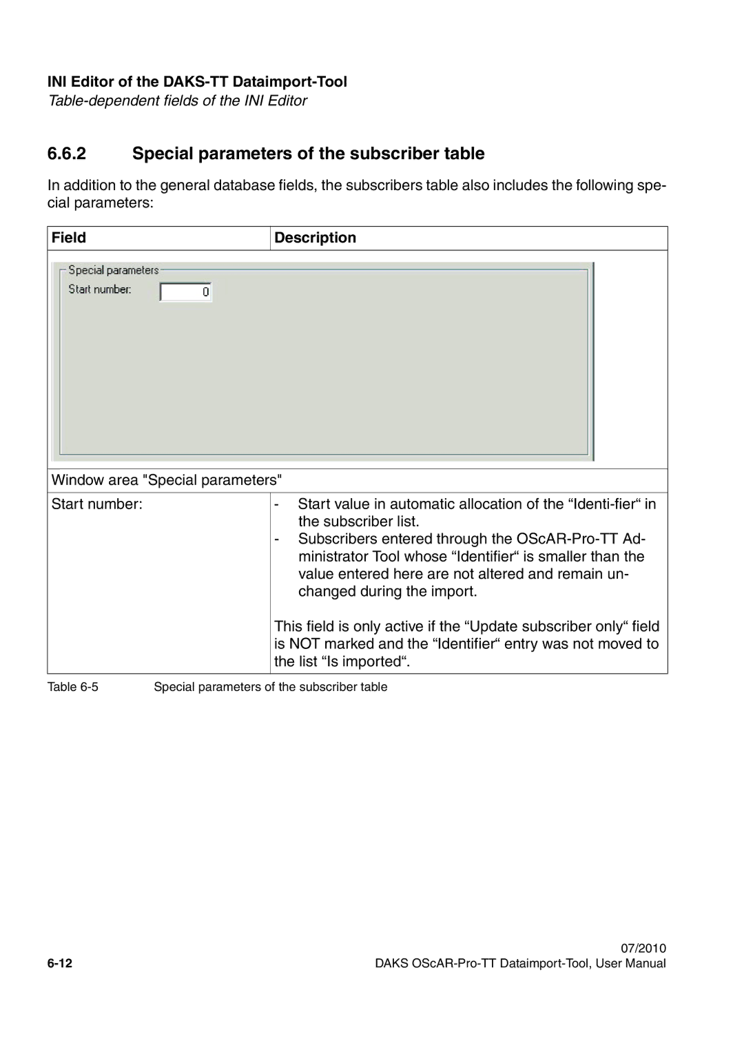 Siemens A31003-S1730-U102-1-7619 user manual Special parameters of the subscriber table 