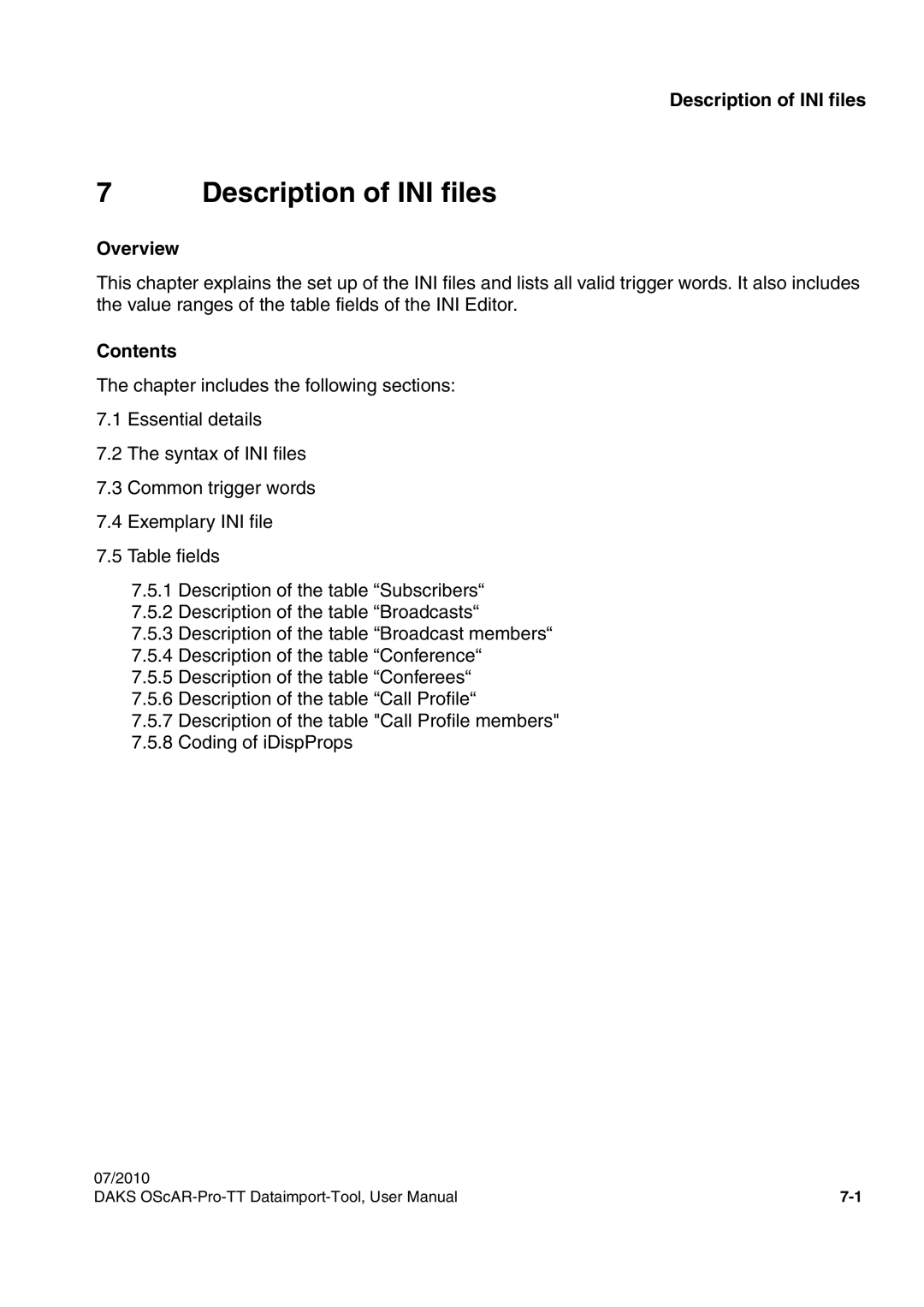 Siemens A31003-S1730-U102-1-7619 user manual Description of INI files 