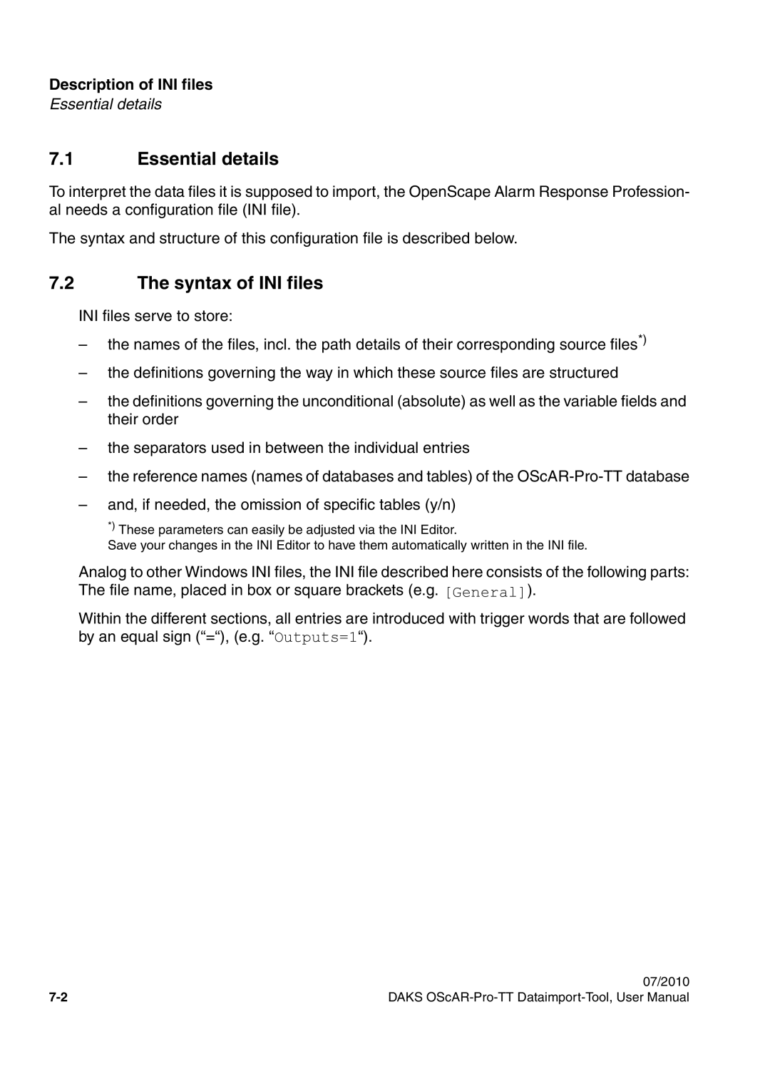 Siemens A31003-S1730-U102-1-7619 user manual Essential details, Syntax of INI files 