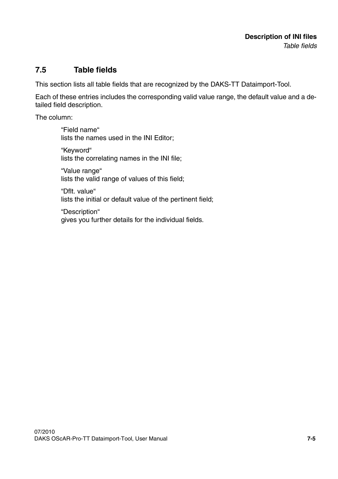 Siemens A31003-S1730-U102-1-7619 user manual Table fields 