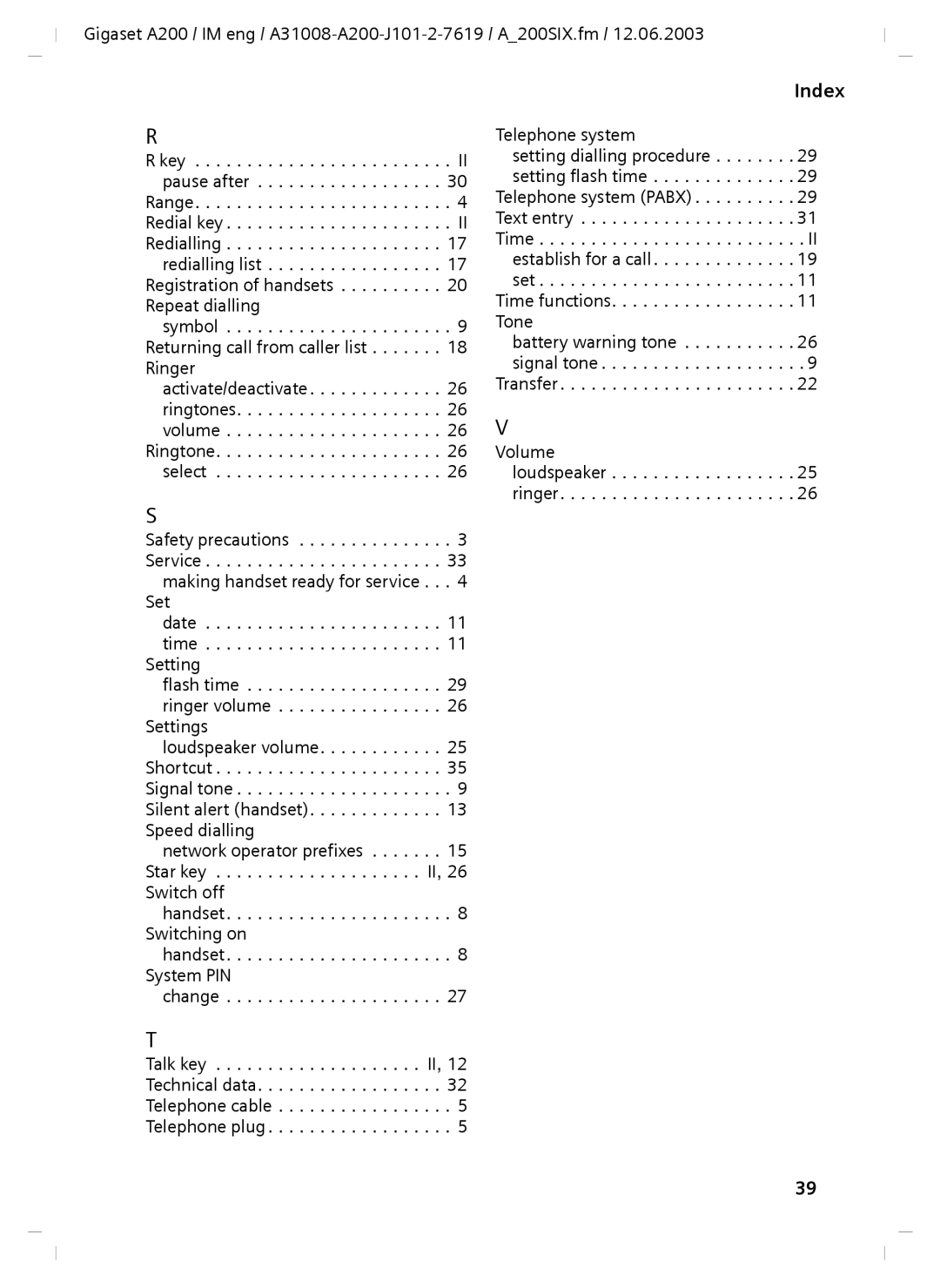 Siemens A31008-A200-J101-2-7619 manual Index 