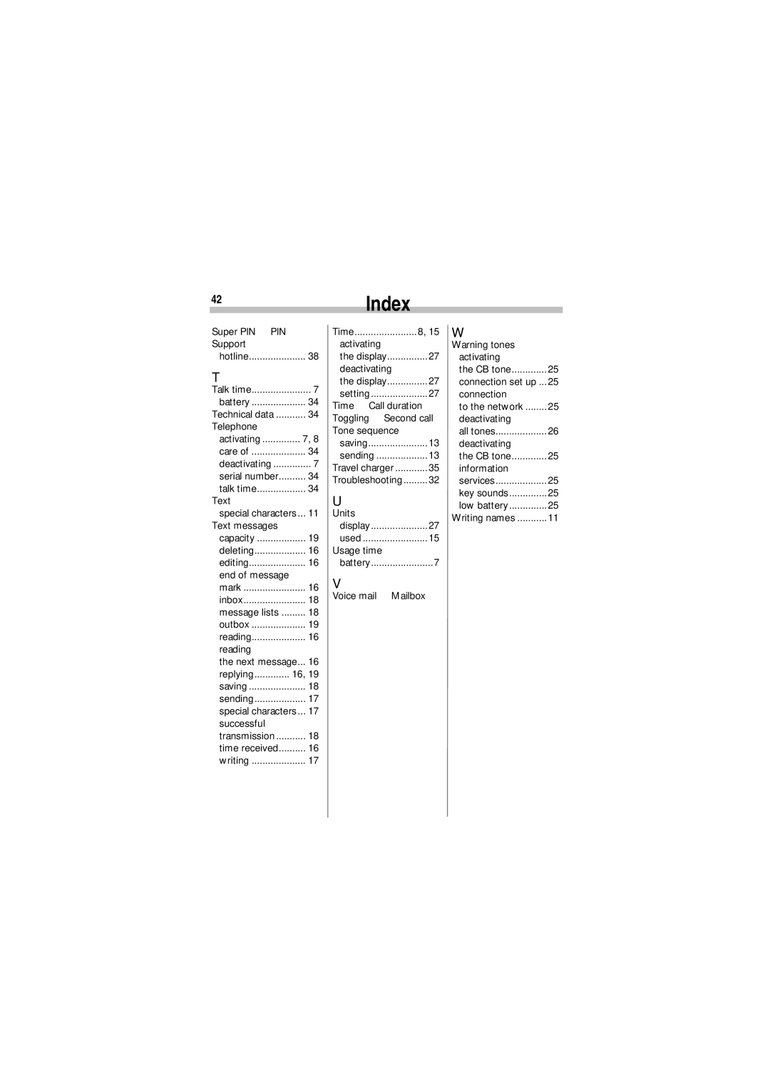 Siemens A35 manual 42Index 