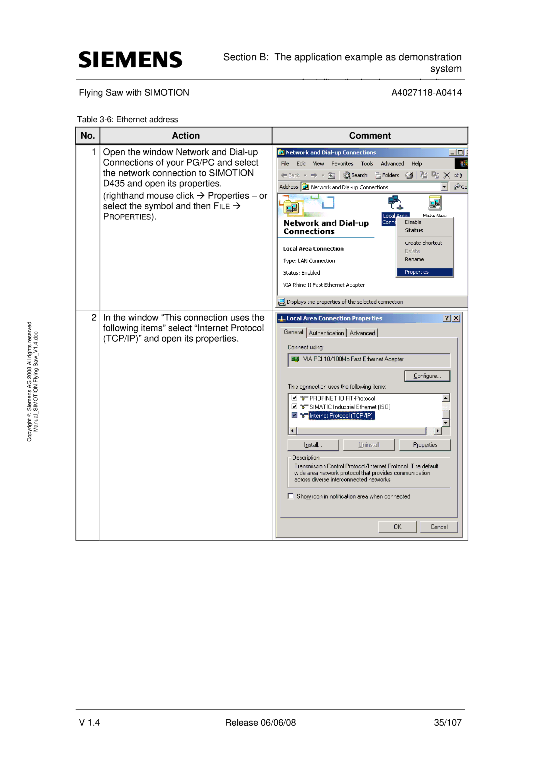 Siemens A4027118-A0414 user manual Ethernet address 