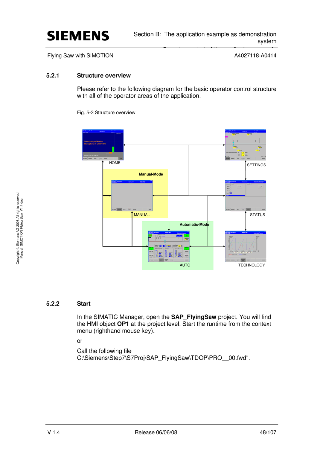 Siemens A4027118-A0414 user manual Structure overview, Start 