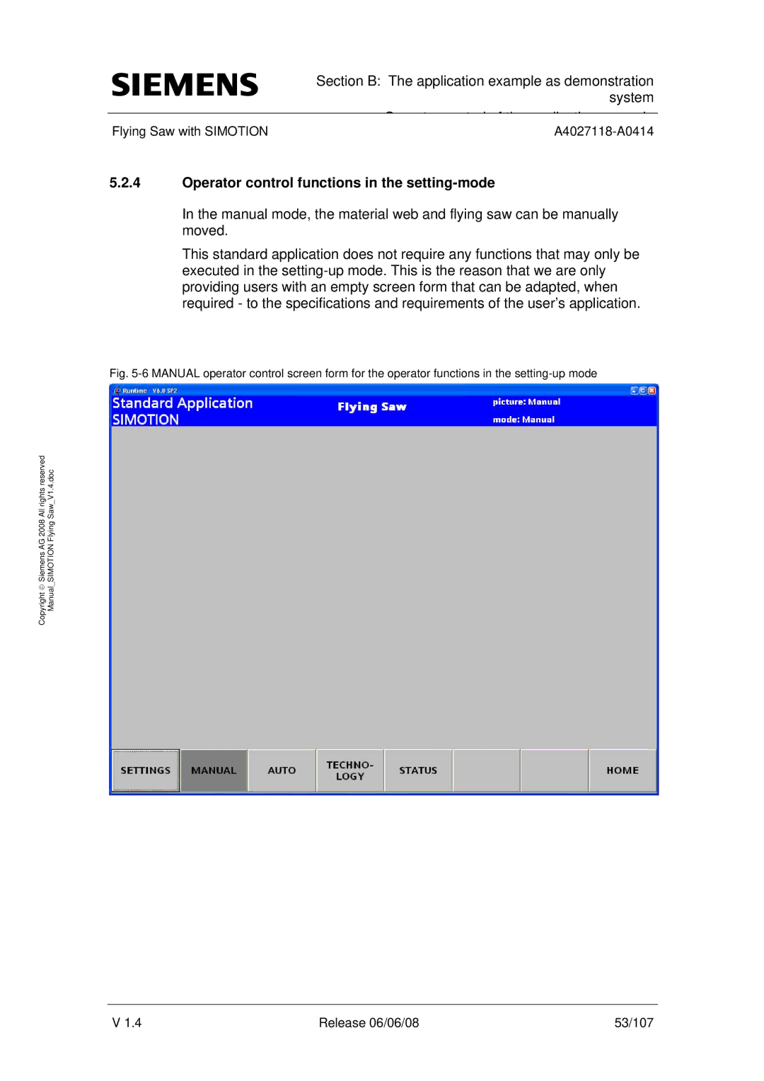 Siemens A4027118-A0414 user manual Operator control functions in the setting-mode 