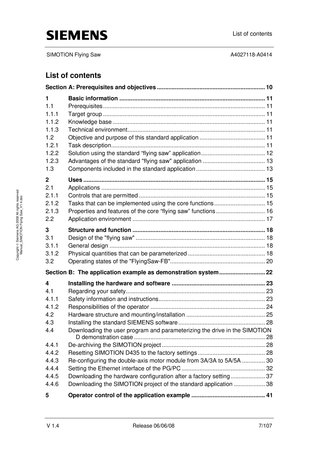 Siemens A4027118-A0414 user manual List of contents 