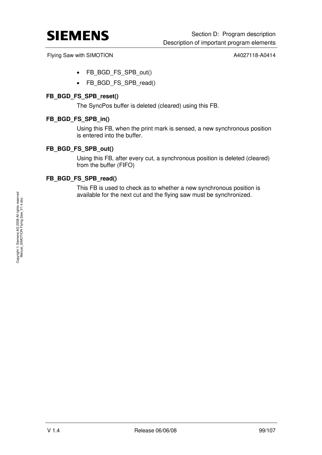 Siemens A4027118-A0414 user manual FBBGDFSSPBreset, FBBGDFSSPBin, FBBGDFSSPBout, FBBGDFSSPBread 