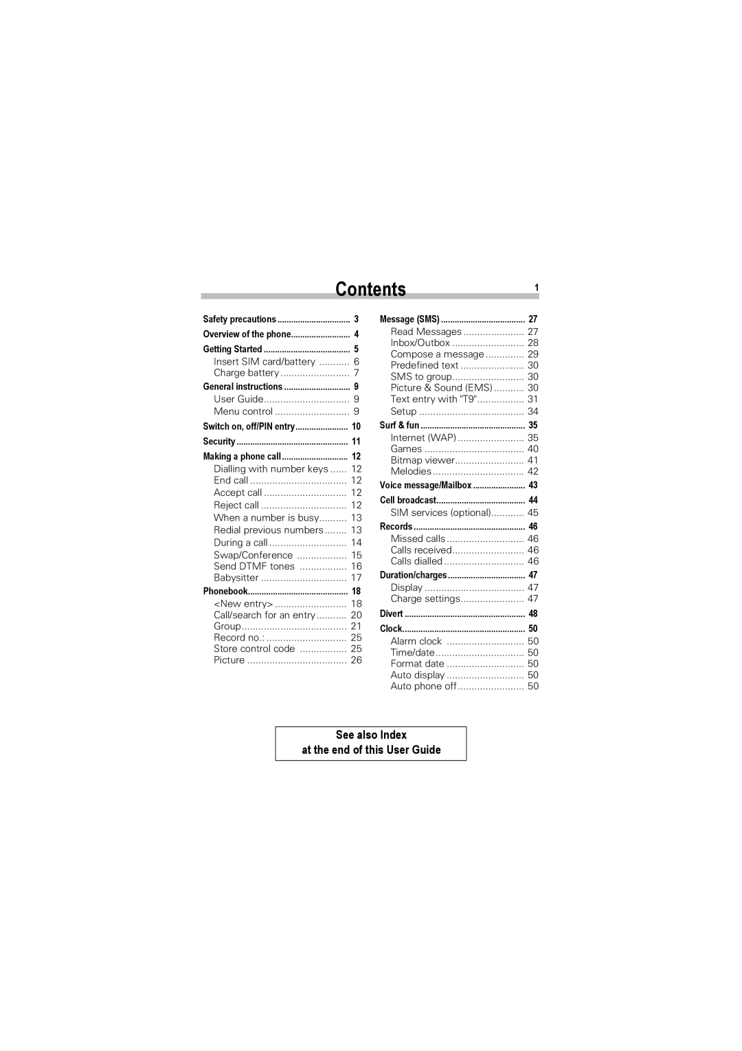 Siemens A50 manual Contents 