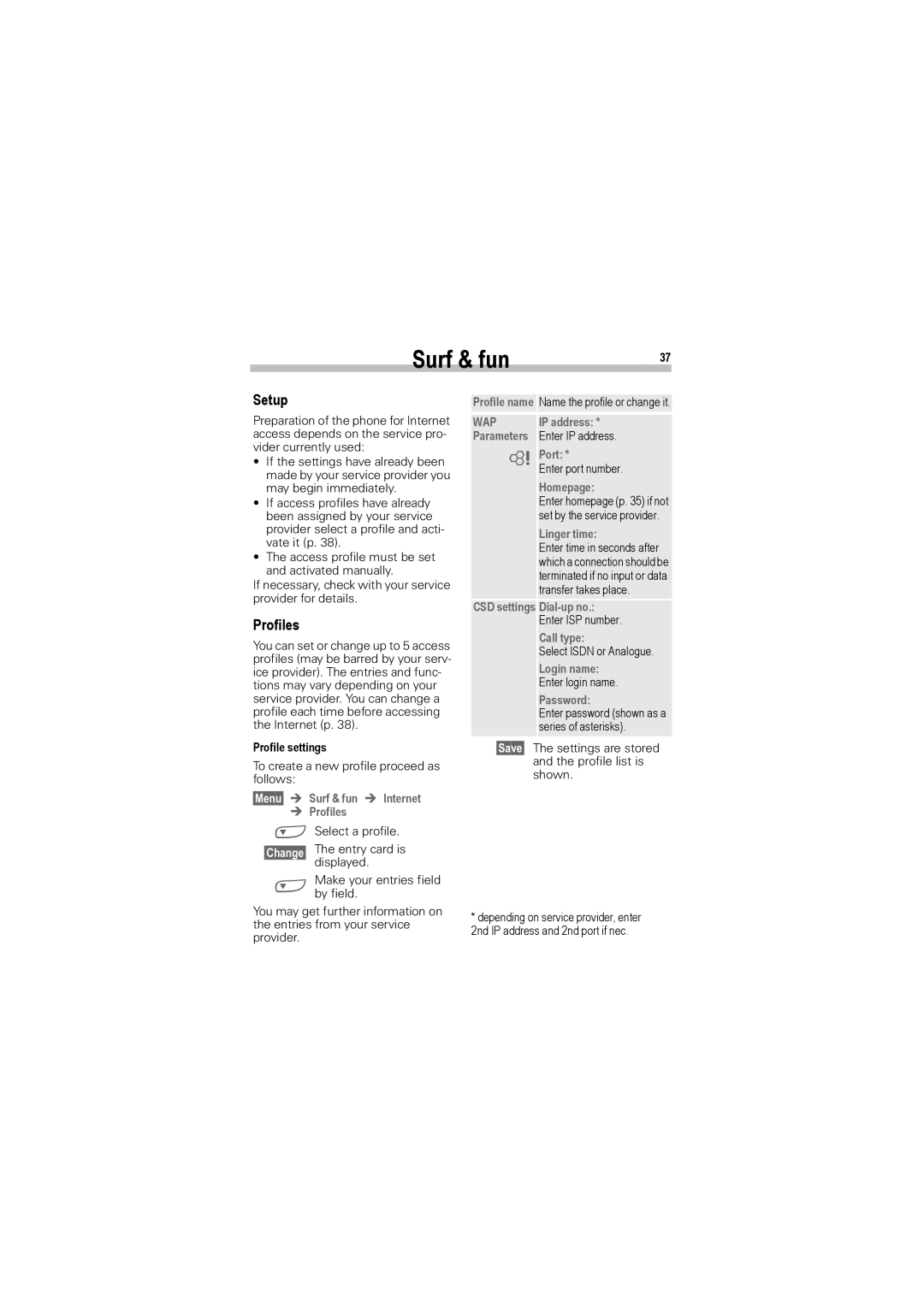 Siemens A50 manual Setup, Profiles 