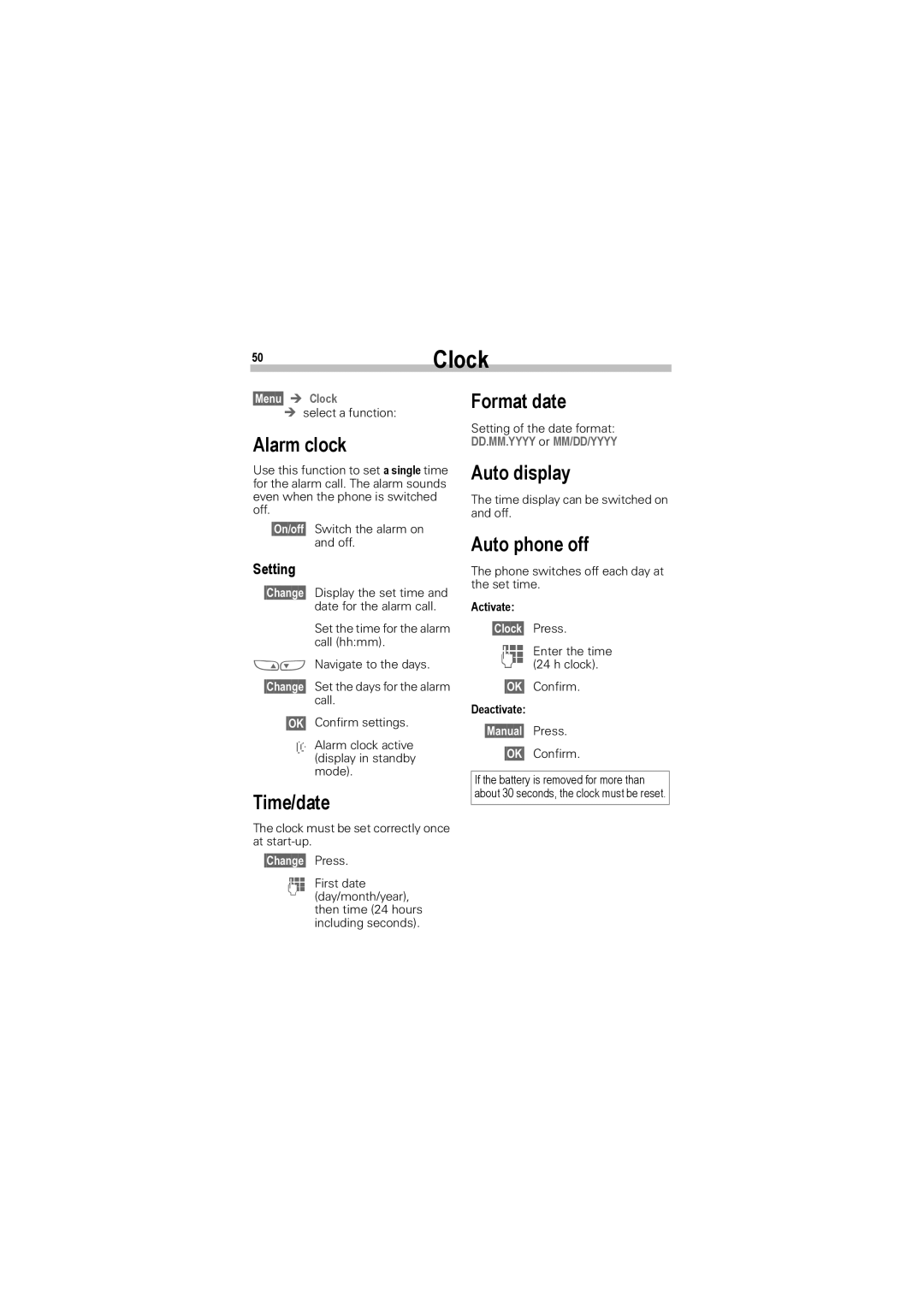 Siemens A50 manual 50Clock 