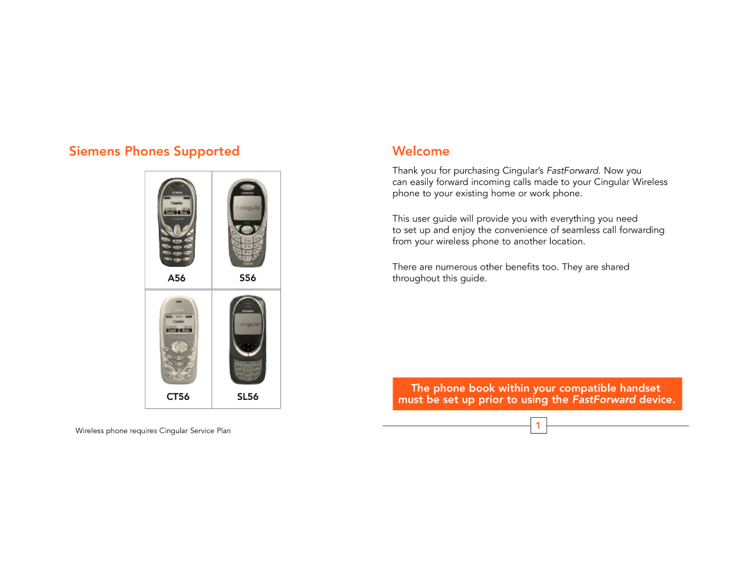 Siemens CT56, A56, S56 manual Siemens Phones Supported, Welcome 