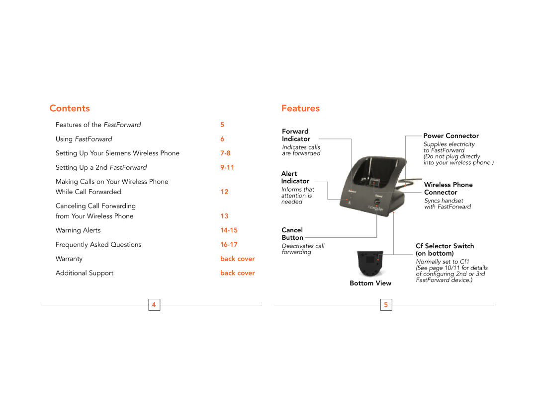 Siemens S56, A56, CT56 manual Contents, Features 