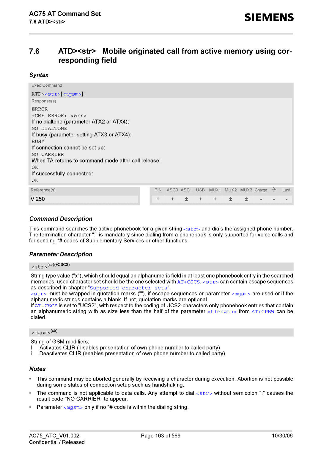 Siemens AC75 manual Responding field, ATDstrmgsm 