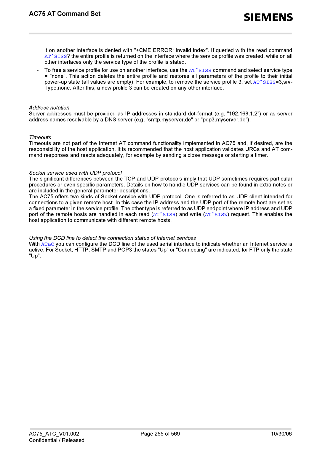 Siemens AC75 manual Address notation 