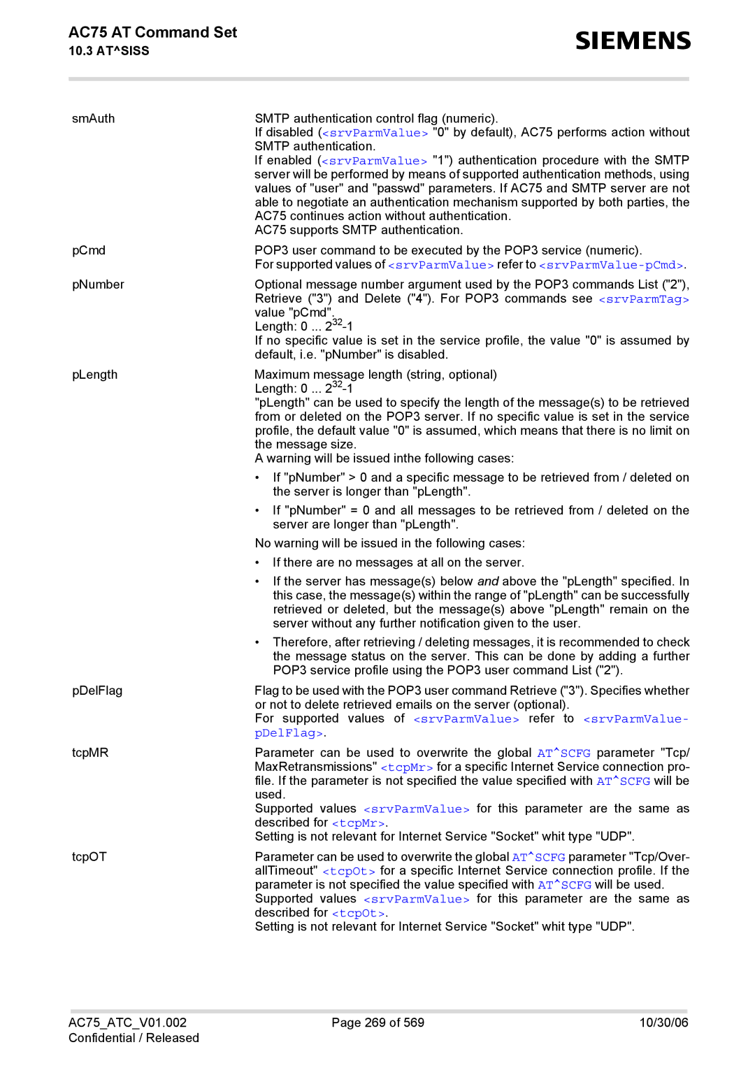 Siemens AC75 manual PDelFlag 